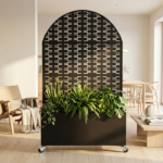 Arched Decorative Privacy Screen with Planter Box, 70.87" Tall Metal Freestanding Fence Planter, 46.8"×15.75"×16.92" Planter Box for Patio Balcony Backyard - Image 3