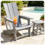 Gray Weatherproof HDPE Outdoor Adirondack Chair, 330LBS Capacity Ergonomic Patio Lounge Chair with Built-in Cup Holder, Snap-Together Tool-Free Assembly for Poolside Backyard - Image 2