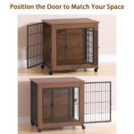 27.2" Dog Crate Furniture with Wheels for Small Dogs, Heavy Duty Dog Kennel Indoor with 2 Doors, Wooden Pet Cage End Table, Double-Doors Sturdy Metal Dog Cage for Anxiety Dog - Image 14