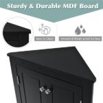 Black Triangle Bathroom Storage Cabinet with Adjustable Shelves, Freestanding Floor Cabinet for Home Kitchen - Image 15