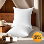 Elevate your comfort with this set of two 22-inch white pillow inserts. Filled with high-density polyester fiber, they maintain their plump shape for long-lasting support. The generous size provides enhanced comfort for sofa lounging or bed reading. Sold without covers for flexible styling options t