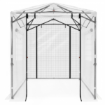 8*6ft Plastic Sprayed Iron Pipe PE Mesh Foldable Greenhouse Shed White - Image 4