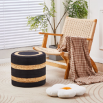 Round Pouf Ottoman Natural Seagrass Pouf Footrest, Foot Stool for Bedroom Living Room | Accent Seat Temu - Image 4