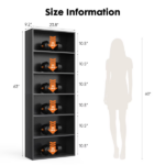 6-Tier Bookshelves with Adjustable Shelves, Floor Standing Bookcase for Home & Office Storage,Black (Shipment from Walmart) - Image 2