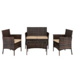 2pcs Arm Chairs 1pc Love Seat & Tempered Glass Coffee Table Rattan Sofa Set Brown Gradient SAME AS 45313116 - Image 2