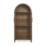 A high arched storage cabinet with a lamp, a modern retro-style wooden storage cabinet with adjustable glass partitions, suitable for use as a multi-functional cabinet in kitchens-Brown - Image 3