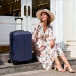 ABS Trolley Case 20in 24in 28in 3PCS Suitcase Set Vertical Striped Frosted Case Suitcase Navy Blue - Image 16