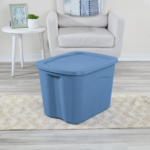 Large Storage Bin, 18 Gallon Durable Plastic Storage Tote with Snap-on Lid, Light Blue, 8 Pack (Shipment from Walmart) - Image 6