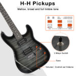 [Do Not Sell on Amazon] GST Stylish H-H Pickup Tiger Stripe Electric Guitar Kit with 20W AMP Bag Guitar Strap Black - Image 36