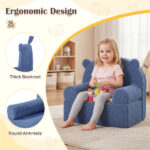 Bear-Shaped Kids Sofa, Teddy Fleece Foam Chair for Toddlers 3+, Portable Bear-Shaped Couch (Navy) - Image 8