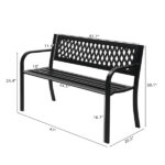 47in PVC Mesh Backrest Iron Bench Black - Image 3