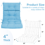 High Back Chair Cushions Set of 2, Waterproof Outdoor Rocking Chair Cushion with Ties, Rocking Chair Cushion for Outdoor Patio, Garden Porch - Image 2