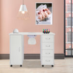Same code 64112382 MDF Single Door 4 Drawers With Fan White Nail Table - Image 13
