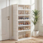 6-Tier Foldable Shoe Rack with Clear Doors, No-Tool Assembly Shoe Storage Organizer for Entryway Closet - Image 2