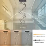 30 Ring High Ceiling Chandelier Foyer, Black Modern LED Large Staircase Long Chandeliers Light Fixture with Remote for Entryway Living Room - Image 6
