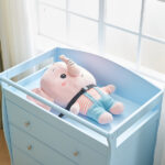 Blue painted finish, MDF, three drawers, 90.5*58*92cm, children's wooden bed with safety belt and changing table for babies - Image 28