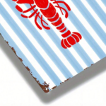 CIFbuy 1pc Vintage Red Lobster Metal Sign 8x12in, Nautical Retro Distressed Wall Art With Blue Striped Background For Home Cafe Bar Gar TikTok, TikTok, Wall Self-pickup Logiopics - Image 5