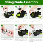21V Electric Weed Edger Cordless String Trimmer Grass Mower Eater Bush Cutter with 16800RPM 2x 3000mAh Batteries 3.6-4.6FT Length 90° Rotatable Angle Saw Blade Steel Blade String Blade - Image 14