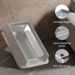 grey L10 Stainless steel cat litter box, made of thickened material to prevent scratching and leakage, easy to clean and non stick to sand, durable and odorless, suitable for cats of all sizes, making home cle - Image 5