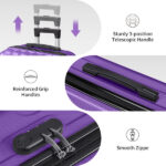ABS Trolley Case 20in 24in 28in 3PCS Suitcase Set Vertical Striped Frosted Case Suitcase Purple - Image 22