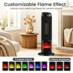 Black 1500W PTC Portable Fireplace Space Heater, Quiet 35dB Electric Heater with Tip-Over Overheat Protection Child Lock for Bedroom Living Room - Image 5