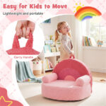 Pink Kids Sofa, Soft Teddy Fleece Foam Couch with Carry Handle & Removable Machine-Washable Cover - Image 7