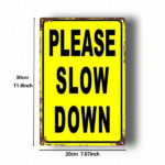 CIFbuy 1pc Heavy-Duty Iron Slow Down Warning Sign, 8x12 Inch Yellow Speed Limit Sign, 2D Flat Traffic Safety Decor For Office & Parking TikTok, TikTok, Sign Self-pickup Logiopics - Image 2
