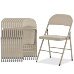 4pcs Elegant Foldable Iron & PVC Chairs for Convention & Exhibition Light Brown - Image 14