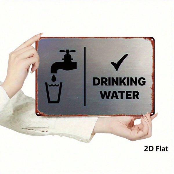 CIFbuy Vintage Distressed Metal Sign 8x12 Inch Drinking Water Reminder Plaque, Waterproof Rustproof 2D Flat Iron Art Wall Decor For Hom TikTok, TikTok, Hom Self-pickup Logiopics