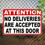 CIFbuy 2D Flat No Deliveries At This Door Metal" Sign 8x12 Inch Heavy Duty Cast, Wall Plaque Waterproof Rustproof Unframed Outdoor D Door Metal SignikTok, Door Metal SignikTok, t Self-pickup Logiopics