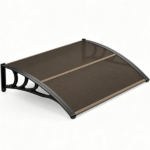 39"x30" Modern Polycarbonate Window Door Awning, UPF50+ Waterproof Windproof Outdoor Patio Canopy with Aluminum Reinforced Bars-Brown - Image 3