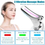 Neck Face Massager Face Sculpting Tool 3 Colour Modes and Vibration for Facial Massager for Double Chin - Red - Image 3