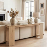 71" Long Farmhouse Console Table, Narrow Entryway Table with Bottom Storage Shelf - Image 4
