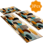 Three-piece kitchen rug set, non-slip and washable, abstract pattern kitchen hallway rug, soft and comfortable, suitable for sinks, floors, entrances, hallways and bathrooms. - Image 3