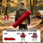 2 Pack Heavy Duty Folding Camping Chairs 330 LBS Capacity, 600D Oxford Padded Portable Outdoor Lawn Chairs with Cup Holder & Carry Bag -Red - Image 9