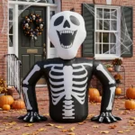 6ft Half-Skull Inflatable Decoration with 3 LED Lights, Black and White, 1000mA, 12V (US Standard) - Image 8