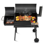 Barrel Charcoal Grill with Offset Smoker, All Metal Outdoor Smoker with Side Table and Wheels for Outdoor Garden Patio and Backyard Cooking - Image 23