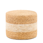 Handmade Woven Foot Stool Natural Water Hyacinth Ottoman for Home Decor & Seating White
