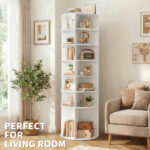 7-tier, 360° rotating wood-plastic composite shoe rack, 60*60*184cm, white - Image 12