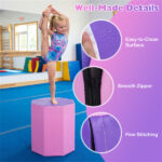 Octagon Tumbling Mat, Gymnastics Training Mat for Backbends Somersaults, Pink & Purple Artificial Leather Foam Mat - Image 9