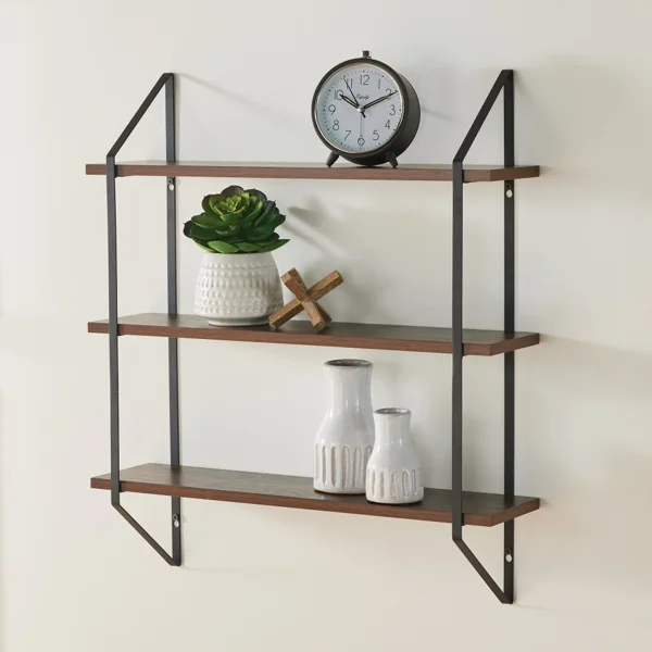 3-Tier 20"W Wood Bracket Shelves, Walnut (Shipment from Walmart)