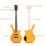 Do Not Sell on Amazon GW101 36in Small Scale Electric Bass Guitar Suit With Mahogany Body SS Pickups, Guitar Bag, Strap, Cable Transparent Yellow - Image 4