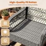 Mix Gray Handwoven PE Rattan Porch Rocking Chair, Metal Frame Safe Smooth Rocker with Removable Washable Zipper Cushions for Backyard Balcony Deck Indoor Reading Nook - Image 8