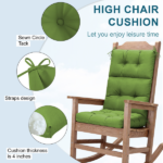 High Back Chair Cushions Set of 2, Waterproof Outdoor Rocking Chair Cushion with Ties, Rocking Chair Cushion for Outdoor Patio, Garden Porch - Image 6