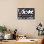 CIFbuy 1pc Welcome Please Use Front Door Metal Sign, 8x12in Unframed Rustic Wall Art Directional Plaque, For Entryway Porch Side Door Dec FrontikTok, FrontikTok, onal Plaque Self-n ckup LogiopDect - Image 4