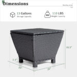 Outdoor PE Wicker Side Table with Storage, Small Patio Storage Bin Container for Hose Cushion Towel, Black - Image 22