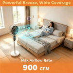 Adjustable Height Standing Fan with Remote Control, 8 Speed Quiet Floor Fan LED Touch Panel 12H Timer Oscillating Pedestal Fan for Home Bedroom Office - Image 6