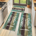 Boho Kitchen Rug Sets 3 Pieces, Washable Kitchen Mats for Floor, Non Slip Soft Kitchen Area Rug Floor Mat for Kitchen, Laundry Room and Hallway (Teal, 20''x32''+20''x48''+20''x60'') - Image 7