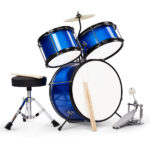 14"x10" 3-Pieces Junior Kids Drum Set Kit Pedal Drum Stick Wrench Drum Stool Dark blue - Image 2