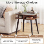 Faux Marble Side Table with 4-Sided Storage Shelves, 24" Square End Table for Living Room Bedroom - Image 10
